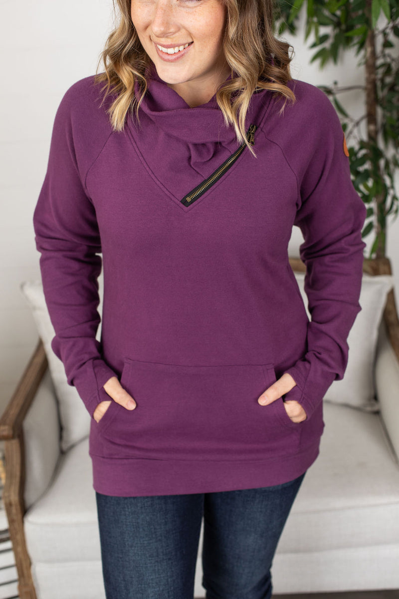Michelle Mae Classic Zoey ZipCowl Sweatshirt - Purple