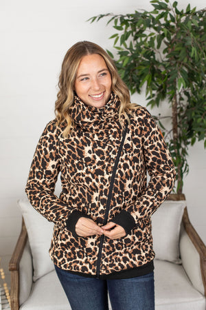 Michelle Mae Quinn ZipUp Cowl - Leopard