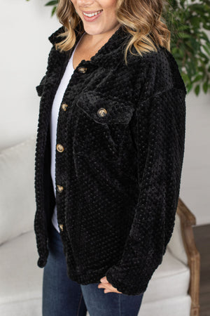 Michelle Mae Fleece Shacket - Black