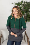 Michelle Mae Classic Halfzip Hoodie - Evergreen and Charcoal