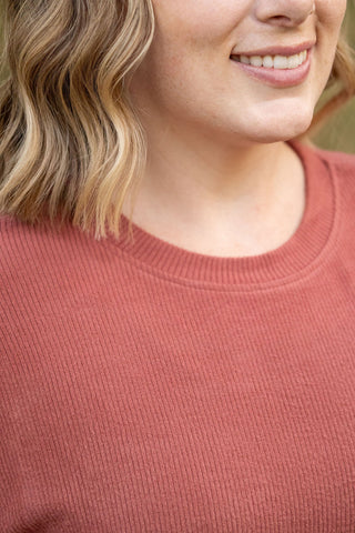 Corrine Ribbed Pullover Top - Terra Cotta FINAL SALE