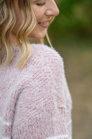 Cozy Striped Sweater - Mauve