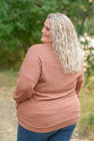 Brittney Button Sweater - Terra Cotta FINAL SALE