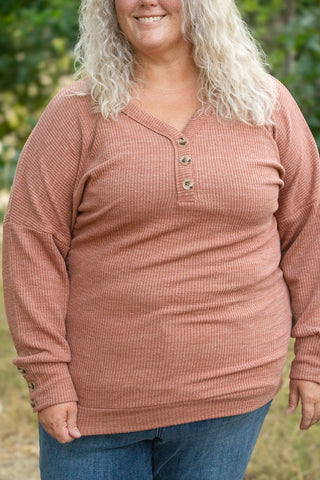 Brittney Button Sweater - Terra Cotta FINAL SALE