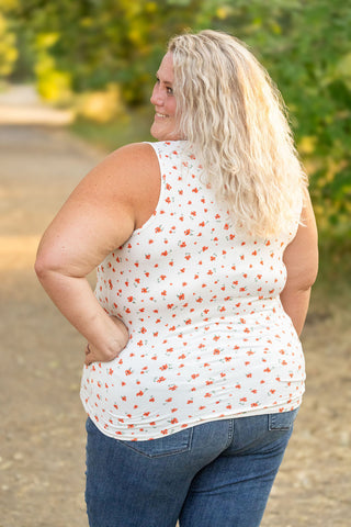 Luxe Crew Tank - Micro Ivory Floral