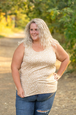 Luxe Crew Tank - Tan Floral