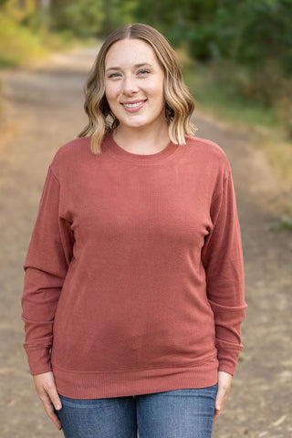 Corrine Ribbed Pullover Top - Terra Cotta FINAL SALE