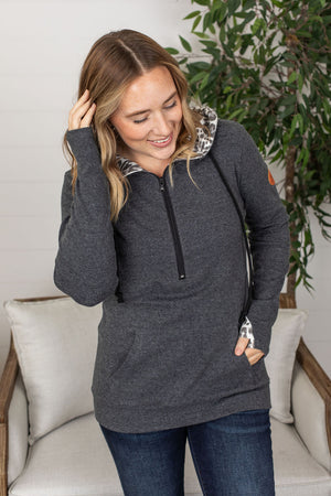 Michelle Mae Classic Halfzip - Charcoal with Leopard Accents
