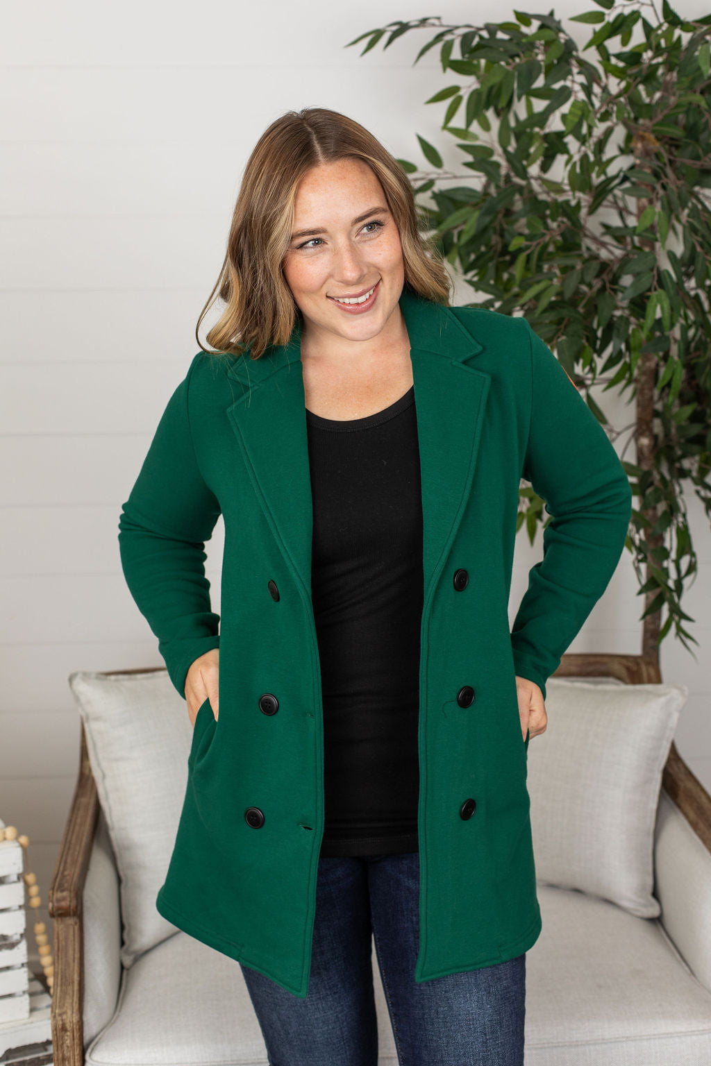 Michelle Mae Scarlett Sweater Jacket - Forest Green