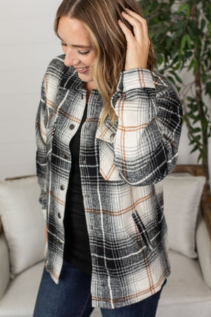Michelle Mae Norah Plaid Shacket - Black and Gold