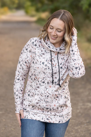 Soft Funnel Neck - Tan Micro Floral FINAL SALE