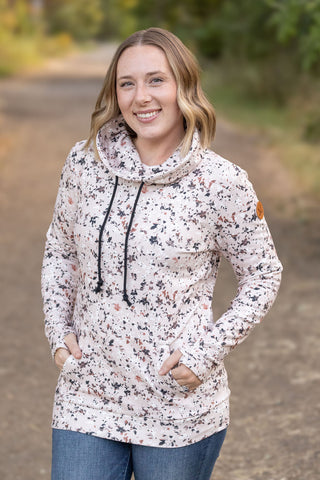 Soft Funnel Neck - Tan Micro Floral FINAL SALE