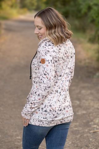 Soft Funnel Neck - Tan Micro Floral FINAL SALE