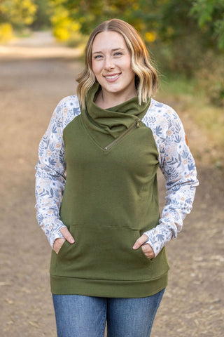 Zoey ZipCowl - Olive and Boho Floral FINAL SALE