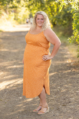 Reagan Ribbed Midi Dress - Pumpkin Floral FINAL SALE