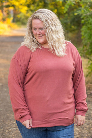 Corrine Ribbed Pullover Top - Terra Cotta FINAL SALE