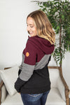 Michelle Mae Classic Colorblock FullZip - Burgundy, Grey, and Black