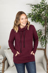 Michelle Mae Classic Funnel Neck Sweatshirt - Dark Burgundy
