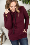 Michelle Mae Classic Funnel Neck Sweatshirt - Dark Burgundy