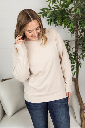 Michelle Mae Corrine Ribbed Pullover Top - Oatmeal