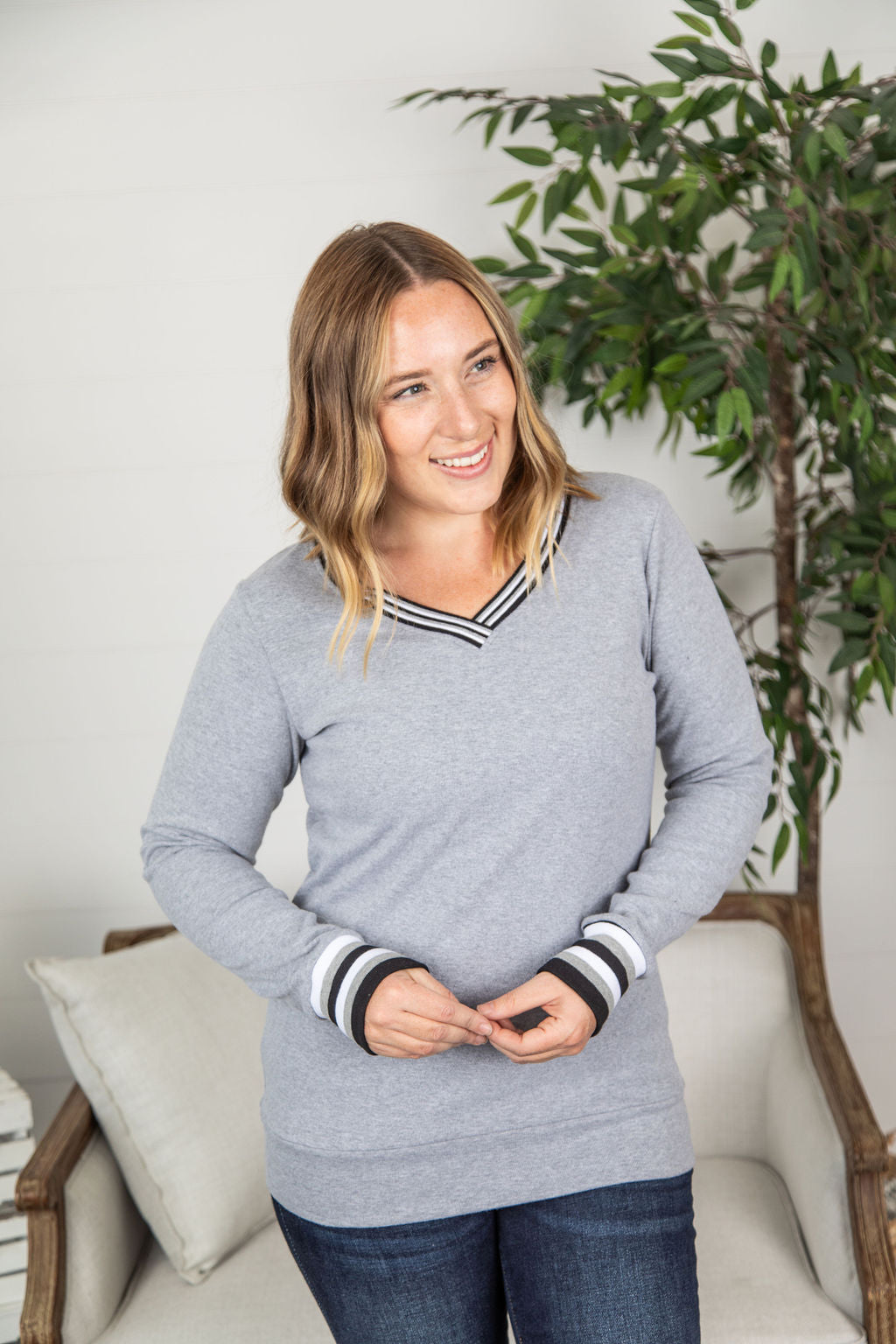 Michelle Mae Piper Pullover - Gray