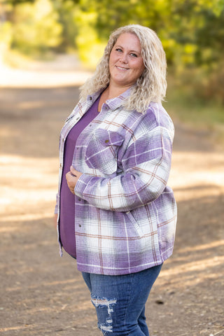 Norah Plaid Shacket - Purple and Gold