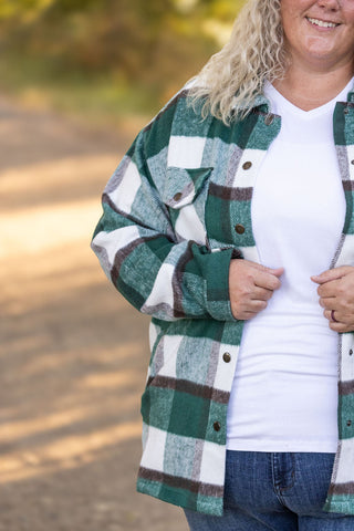 Norah Plaid Shacket - Classic Green and Grey Mix