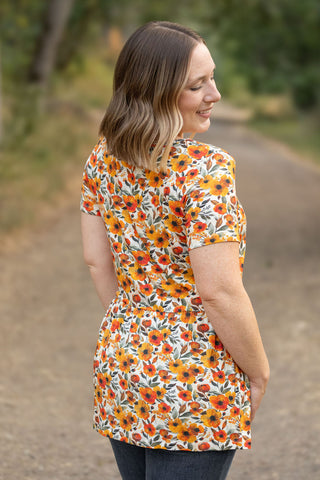 Sarah Ruffle Short Sleeve - Fall Floral FINAL SALE