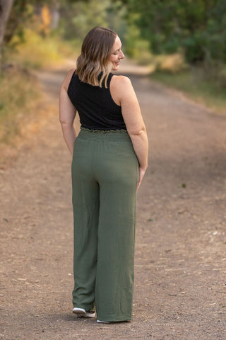 Presley Palazzo Pants - Olive | Women's Wide-Leg Pants