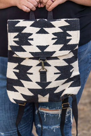 Aztec Backpack - Cream and Black