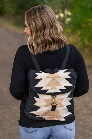 Aztec Backpack - Black, Cream, and Tan