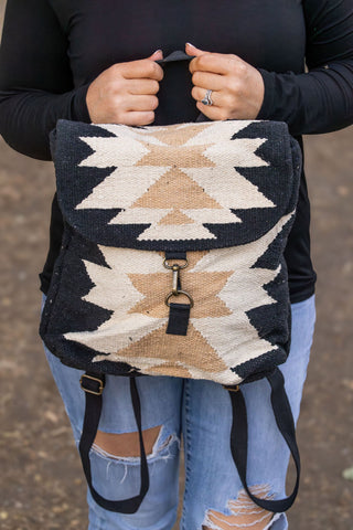 Aztec Backpack - Black, Cream, and Tan