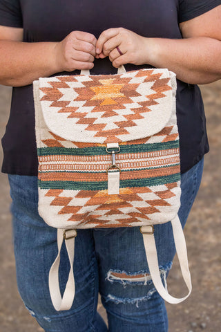 Aztec Backpack - Cream, Rust, Green