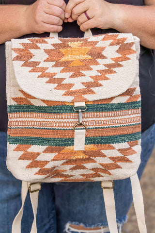 Aztec Backpack - Cream, Rust, Green