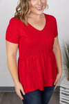 Michelle Mae Sarah Ruffle Top - Red