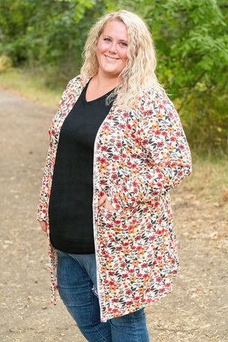 Classic Cardigan - Red Floral FINAL SALE