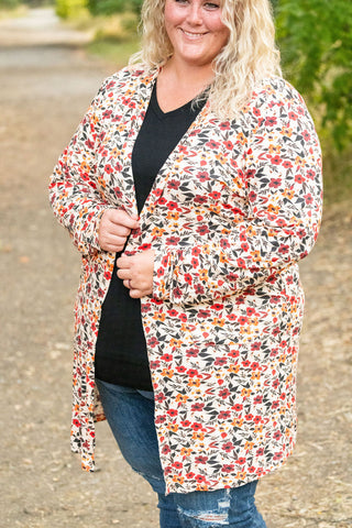 Classic Cardigan - Red Floral FINAL SALE