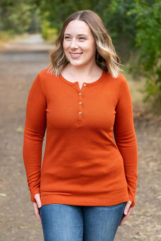 Harper Long Sleeve Henley - Pumpkin FINAL SALE