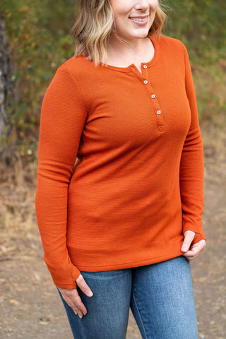 Harper Long Sleeve Henley - Pumpkin FINAL SALE