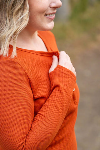 Harper Long Sleeve Henley - Pumpkin FINAL SALE