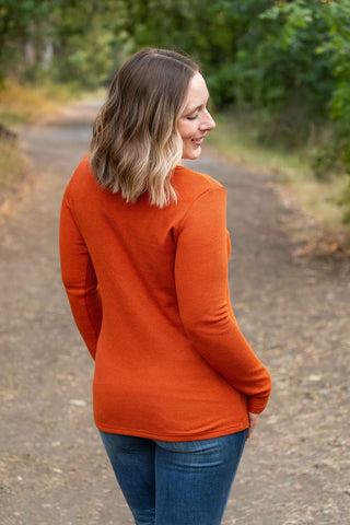 Harper Long Sleeve Henley - Pumpkin FINAL SALE