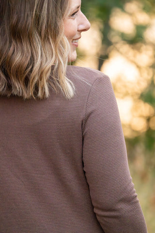 Harper Long Sleeve Henley - Mocha FINAL SALE