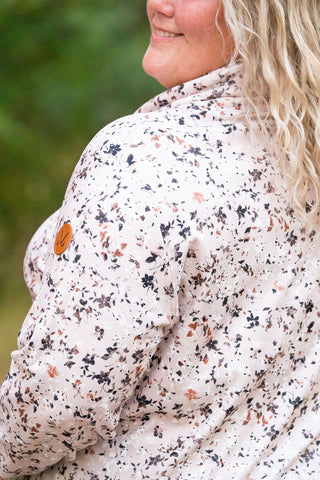 Soft Funnel Neck - Tan Micro Floral FINAL SALE