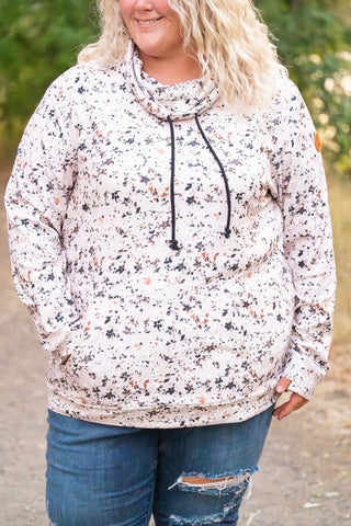 Soft Funnel Neck - Tan Micro Floral FINAL SALE