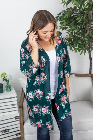 Michelle Mae Green and Pink Floral Kimono