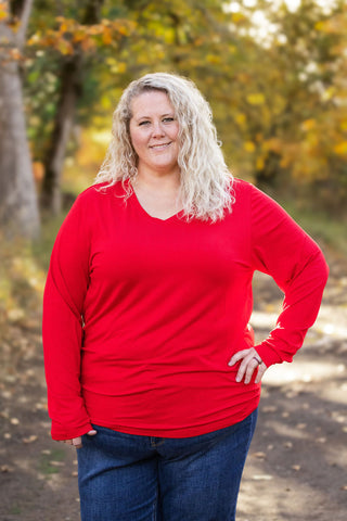 Leah Long Sleeve Top - Red