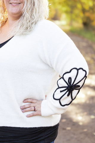 Black Floral Sweater Cardigan