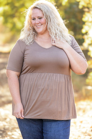 Sarah Ruffle Short Sleeve - Mocha FINAL SALE