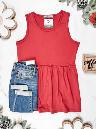 Renee Ruffle Tank - Brick FINAL SALE