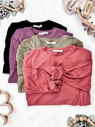 Corrine Ribbed Pullover Top - Terra Cotta FINAL SALE